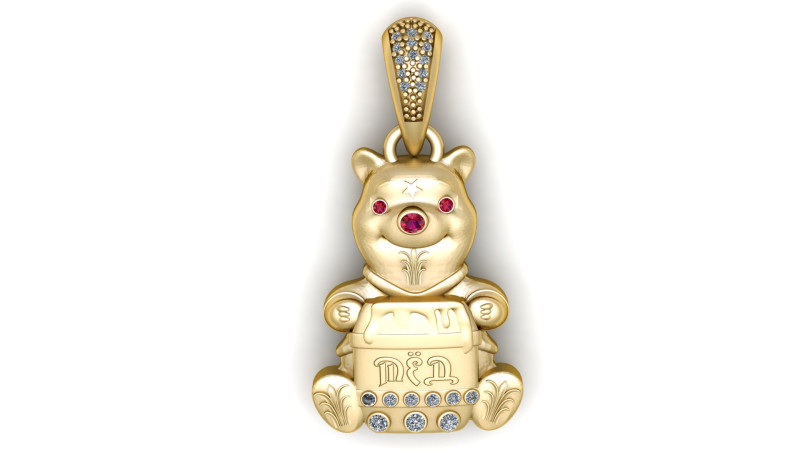 PRECIOUS TEDDY BEAR PENDANT 3D PRINTABLE MODEL 3D Model .c4d .max .obj .3ds .fbx .stl .blend 