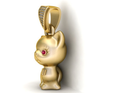 CAT CHARM PENDANT 3D PRINTABLE MODEL 3Dプリントモデル