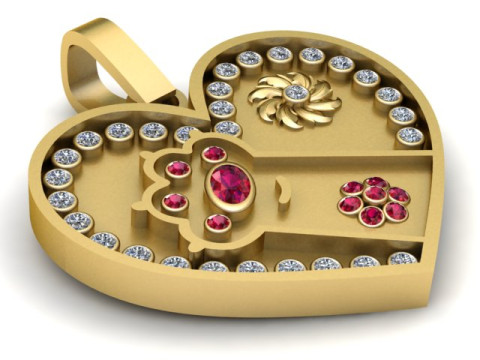 HEART PENDANT 3D PRINTABLE MODEL 3Dプリントモデル