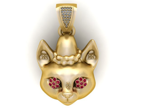 GOLD CAT PANDANT 3D PRINTABLE MODAl Modello di stampa 3D