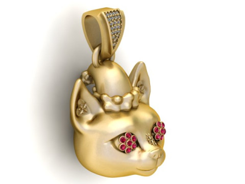 GOLD CAT PANDANT 3D PRINTABLE MODAl 3D Baskı Modeli