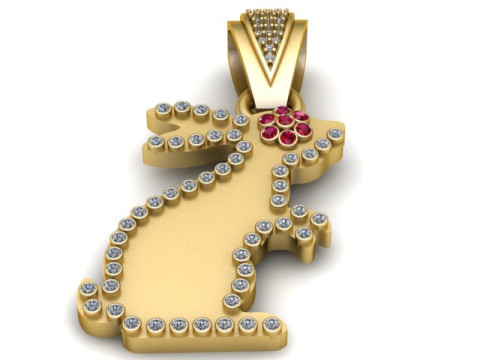 CUTE RABBIT PENDANT 3D PRINTABLE MODEL 3Dプリントモデル