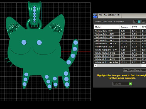 CUTE DIAMOND CAT PENDANT 3D PRINTABLE model Modelo de impresión 3D