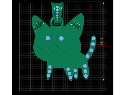 CUTE DIAMOND CAT PENDANT 3D PRINTABLE model Modelo de impresión 3D