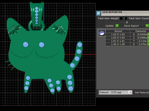 CUTE DIAMOND CAT PENDANT 3D PRINTABLE model Modelo de impresión 3D