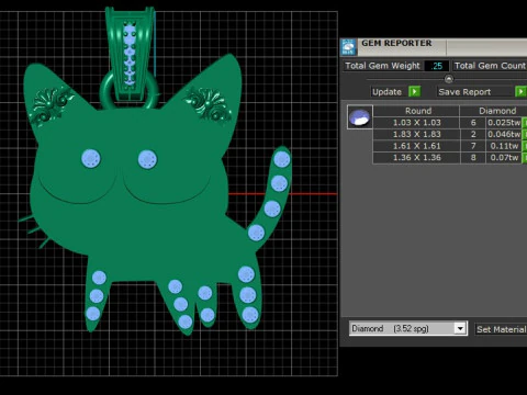 CUTE DIAMOND CAT PENDANT 3D PRINTABLE model 3D Print Model