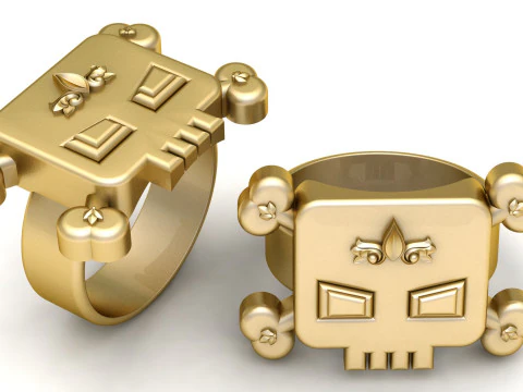 Stijlvolle schedelring HANGER 3D PRINTBAAR MODEL 3D printmodel