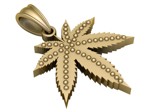 Gold Color Leaf PANDANT 3D PRINTABLE MODAL 3Dプリントモデル