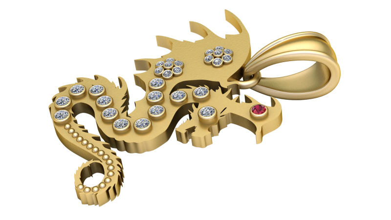 Dragon pendant 3D printable model Modelo de impresión 3D .c4d .max .obj .3ds .fbx .stl .blend