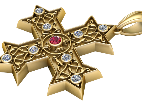 Byzantine Cross PANDANT 3D PRINTABLE MODAL Model do druku 3D