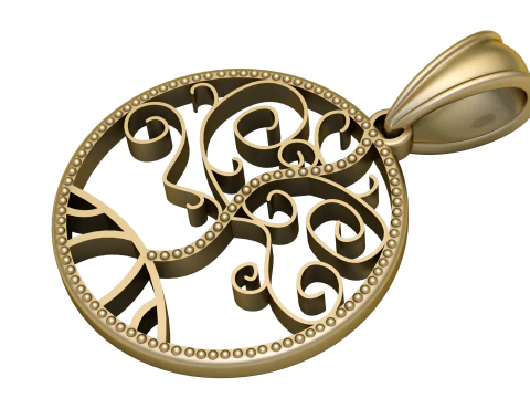 Nouveau mod&egrave;le de pendentif couleur or tendance imprimable en 3D Modèles 3D en vedette