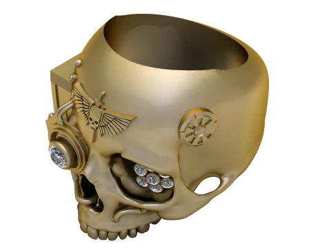 Stilvolles 3D-Druckmodell mit Totenkopf-Ringanh&auml;nger 3D Druckmodell