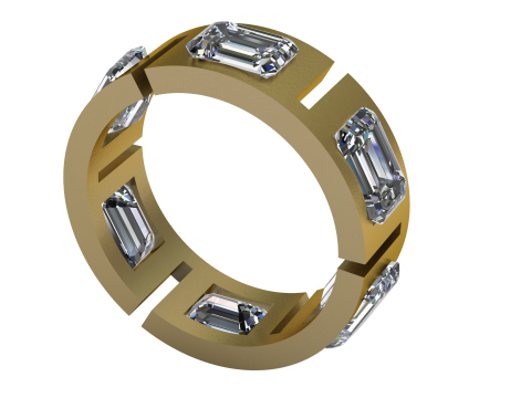 Mens Emerald ring PANDANT 3D PRINTABLE MODAL 3Dプリントモデル