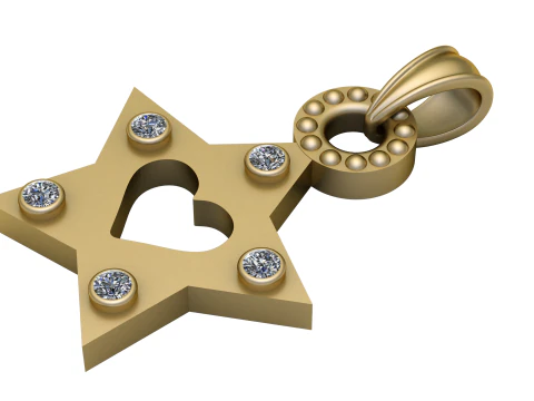 スタイリッシュなゴールドスターペンダント3Dプリント可能モデル 3Dプリントモデル