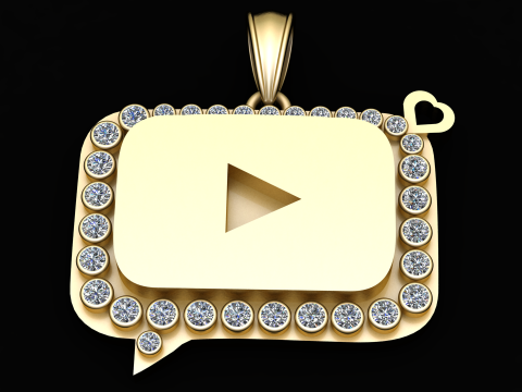 MOISSANITE Iced Youtube PANDANT 3D PRINTABLE MODAL Model do druku 3D