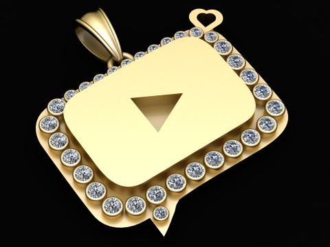 MOISSANITE Iced Youtube PANDANT 3D PRINTABLE MODAL Modelo de impresión 3D