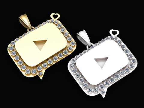 MOISSANITE Iced Youtube PANDANT 3D PRINTABLE MODAL Modelo de impresión 3D