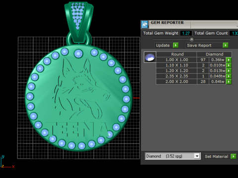 Iced Out Wolf Head Necklaces pendant 3D Print Model