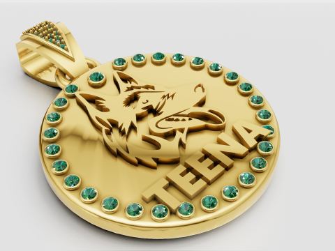 Iced Out Wolf Head Necklaces pendant 3D Print Model