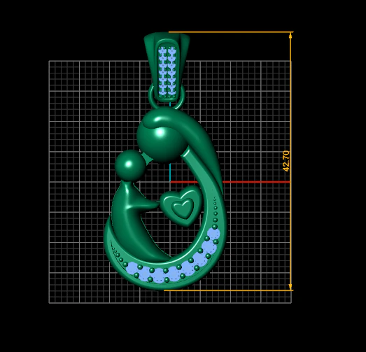 Mom And Baby Heart pendant 3D Print Model .c4d .max .obj .3ds .fbx .stl .blend 