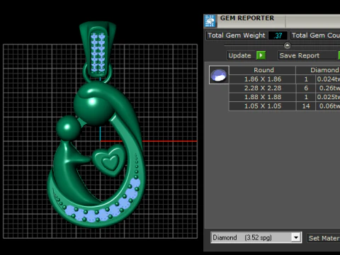 Mom And Baby Heart pendant 3D Print Model