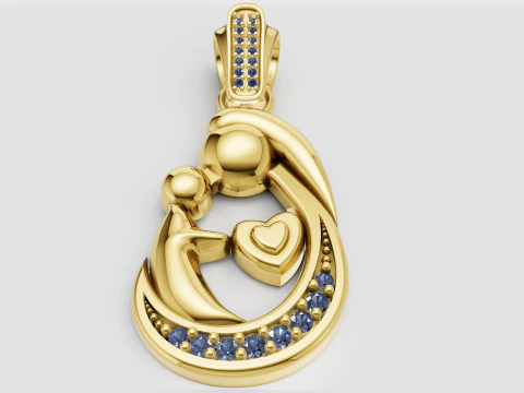 Mom And Baby Heart pendant 3D Print Model