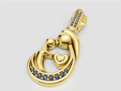 Mom And Baby Heart pendant 3D Print Model