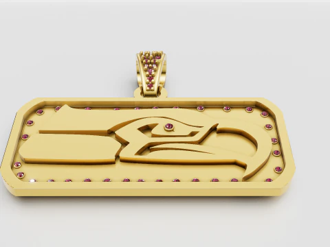 Raw Pave Diamond Seahawk Pendant 3D Print Model