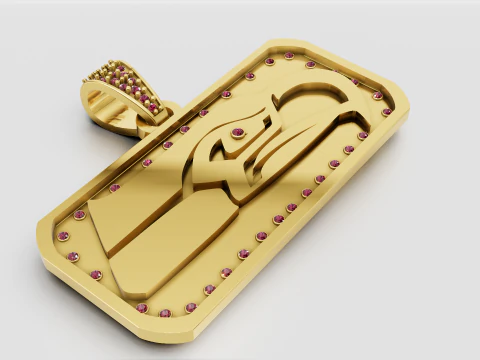 Raw Pave Diamond Seahawk Pendant 3D Print Model