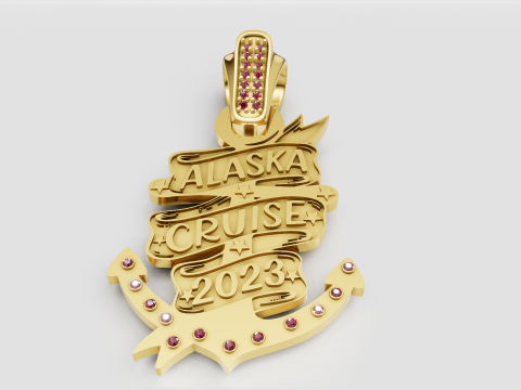 黄金阿拉斯加游轮吊坠 3D 打印模型