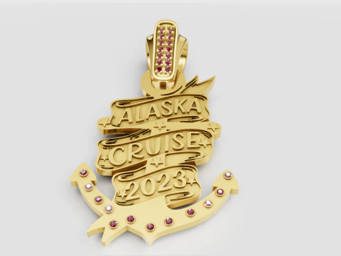 Yellow Gold ALASKA CRUISE pendant 3D Print Model
