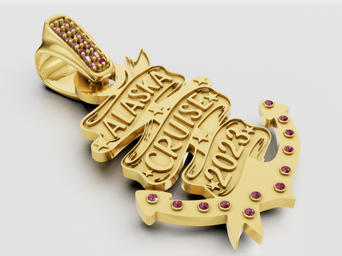 黄金阿拉斯加游轮吊坠 3D 打印模型