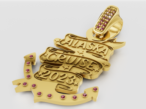 黄金阿拉斯加游轮吊坠 3D 打印模型