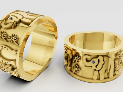 A Elephant ring pendant 3D Print Model