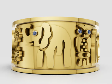 A Elephant ring pendant 3D Print Model
