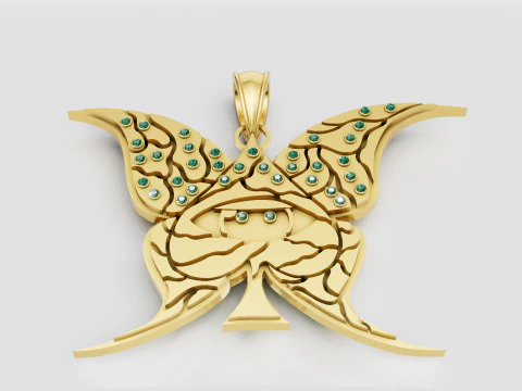 Strukturierter, polierter ANH&Auml;NGER aus Gelbgold 3D Druckmodell