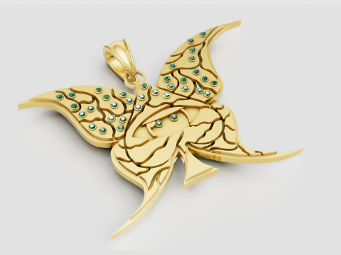 Yellow Gold Textured Polished PENDANT 3D Принт Модель