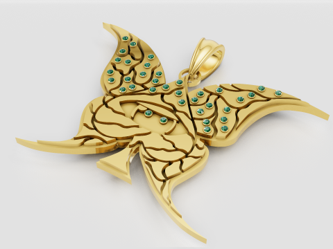 Yellow Gold Textured Polished PENDANT 3D Принт Модель