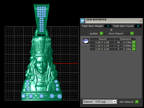 H Diamond Yellow Gold Ruby PENDANT 3D Print Model