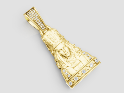 H Diamond Yellow Gold Ruby PENDANT 3D Print Model