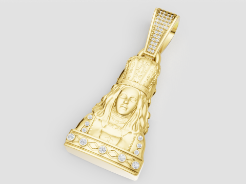 H Diamond Yellow Gold Ruby PENDANT 3D Print Model