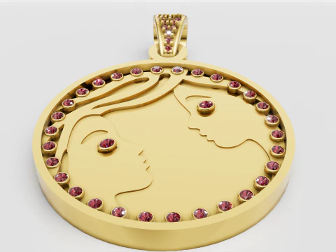 STAR DESIGN MOUSE COIN PENDANT 3D Print Model