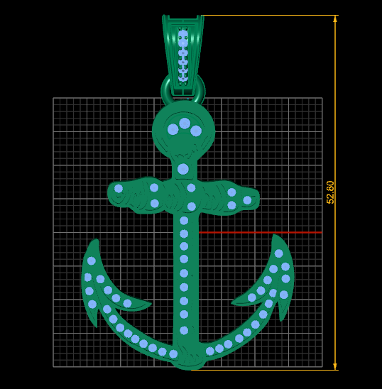 Diamond Anchor Ankh Pendant 3D Print Model .c4d .max .obj .3ds .fbx .stl .blend