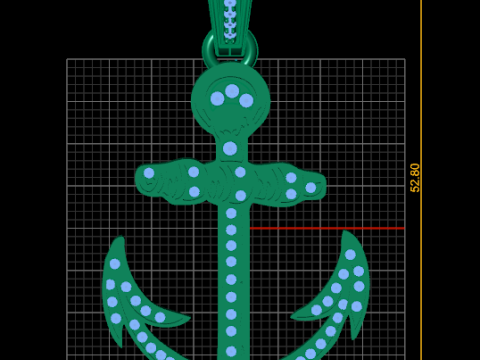 Diamond Anchor Ankh Pendant 3D Print Model