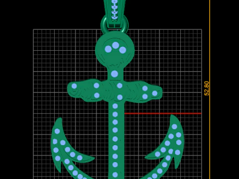 Diamond Anchor Ankh Pendant 3D Print Model