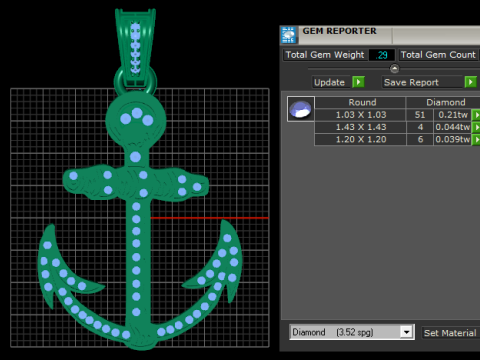 Diamond Anchor Ankh Pendant 3D Print Model