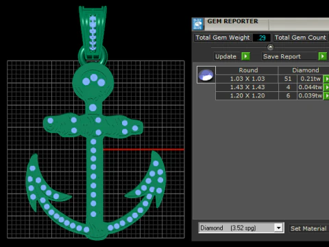 Diamond Anchor Ankh Pendant 3D Print Model