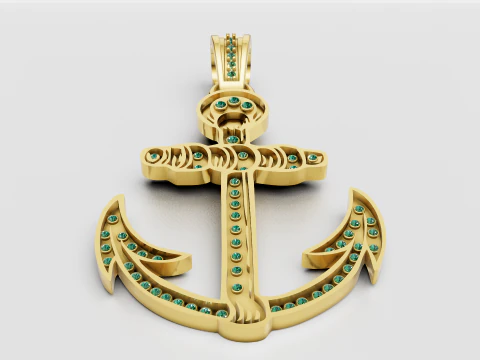 Diamond Anchor Ankh Pendant 3D Print Model