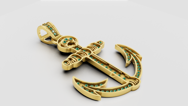 Diamond Anchor Ankh Pendant Modelo de Impressão 3D .c4d .max .obj .3ds .fbx .stl .blend