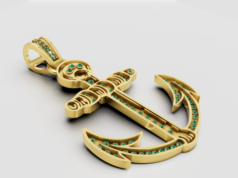 Diamond Anchor Ankh Pendant 3D Print Model